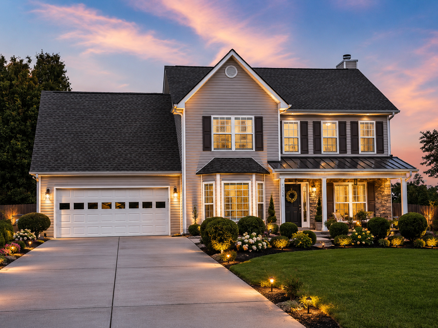 Chateau Allure exterior at twilight